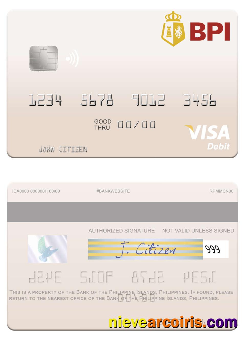 Philippines Bank of the Philippine Islands visa debit card